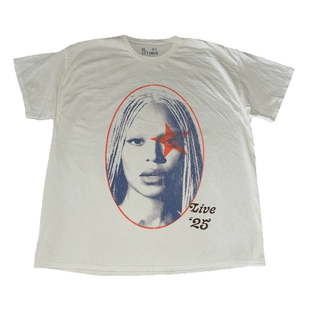 Beyonce YAYA Tee XL White Cowboy‎ Carter Tour 2025 Merch Oversized NEW *flaws